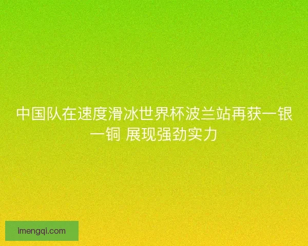 中国队在速度滑冰世界杯波兰站再获一银一铜 展现强劲实力