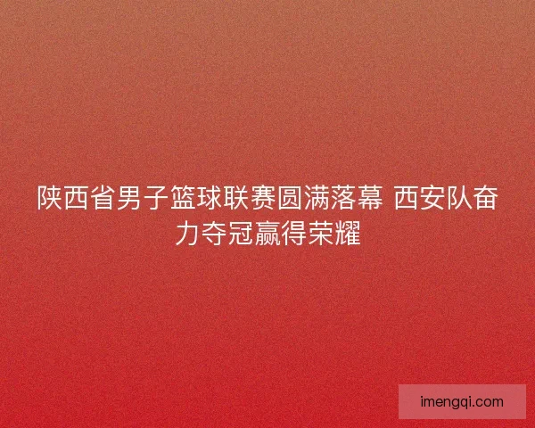 陕西省男子篮球联赛圆满落幕 西安队奋力夺冠赢得荣耀