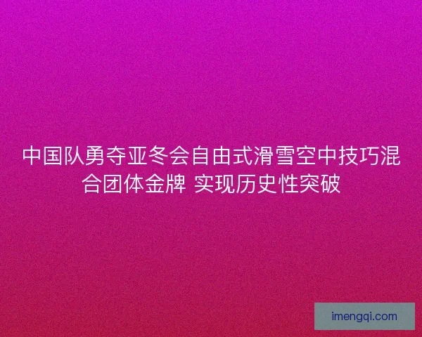 中国队勇夺亚冬会自由式滑雪空中技巧混合团体金牌 实现历史性突破